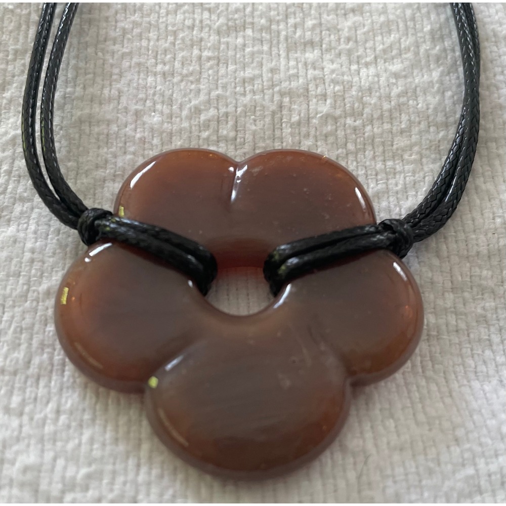 Free People Brown Baby Flower Cord Choker Necklace Adjustable Y2K Brown Glass - Picture 4 of 8